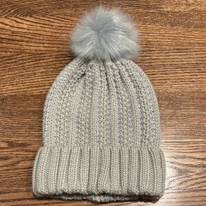 BP Cozy Gray Knit Hat with Pom-Pom
